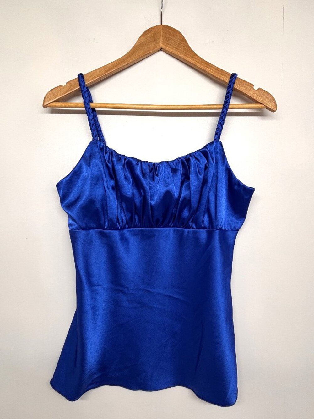 Vintage Y2K Satin Cami Tank Top Braided Straps Babydoll iz Byer California Sz Lg
